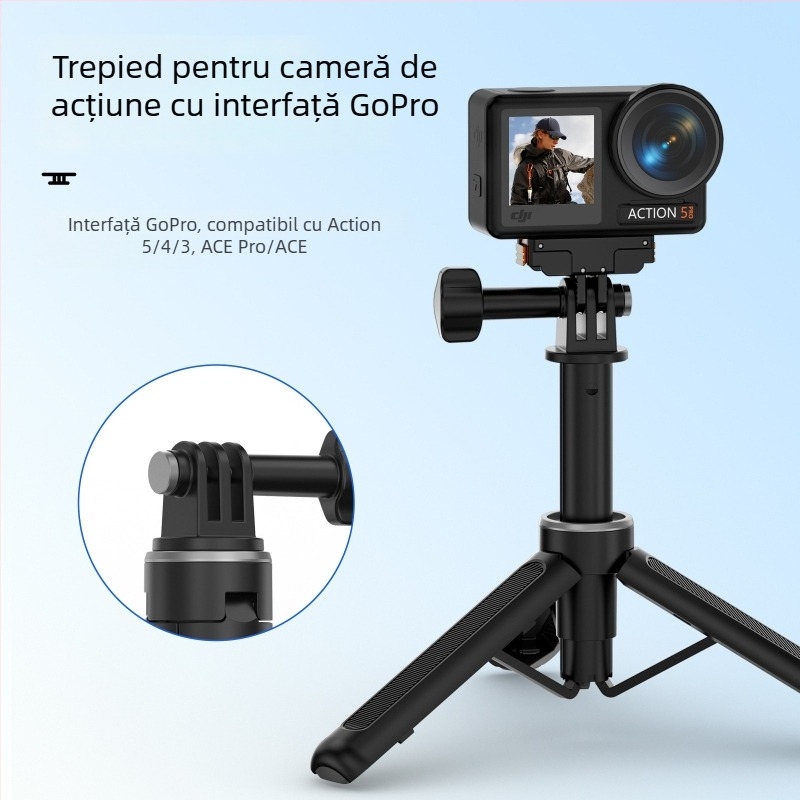 Trepied GoPro pentru streaming live, compatibil cu DJI Action, selfie stick telescopic, portabil