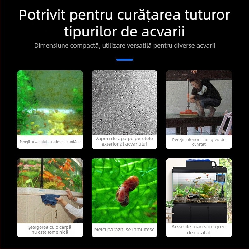 Racletă magnetică mini pentru acvariu, cu burete, pentru curățarea algenelor de pe sticlă