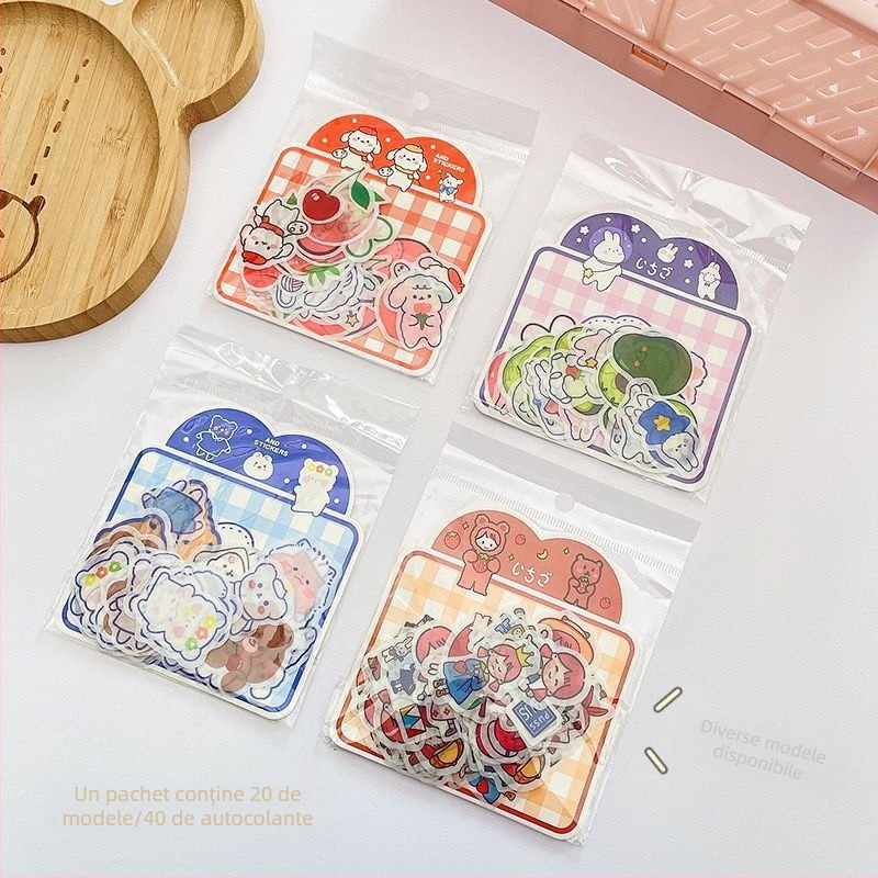 Set de autocolante cu personaje din desene animate drăguțe, design girly, pentru sticlă de apă, caiet și husă de telefon