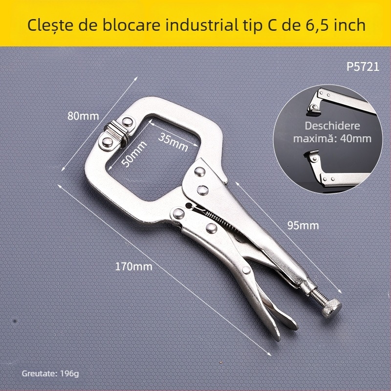Clește industrial greu pentru plăci ceramice, de tip C, cu deschidere mare, multifuncțional