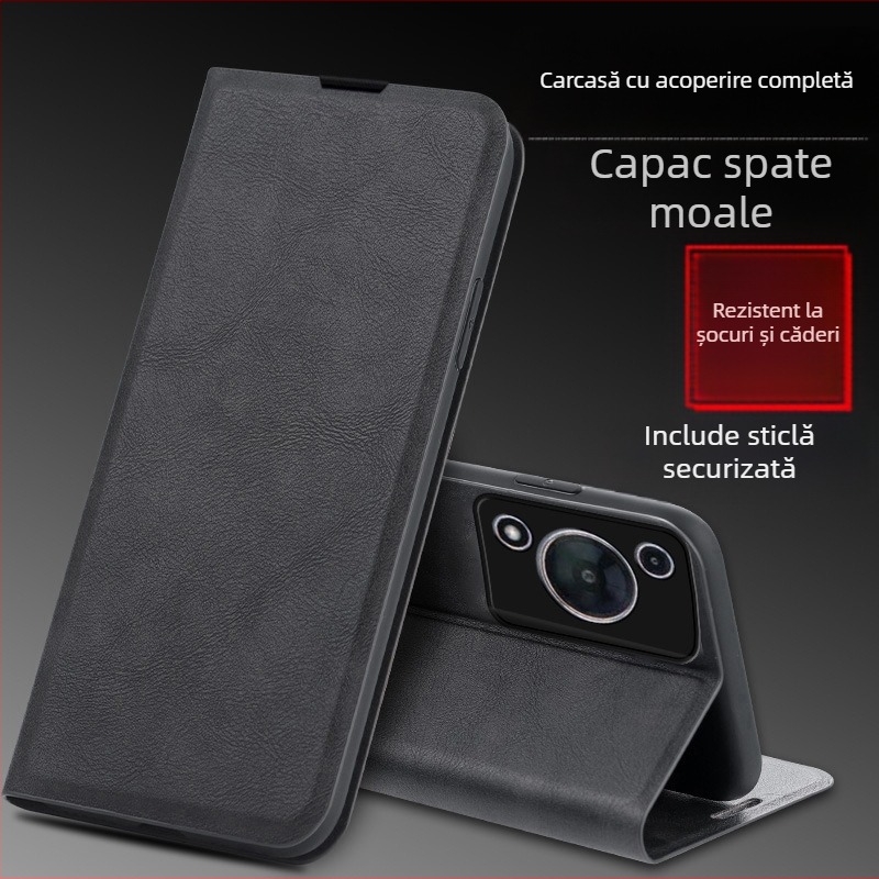 Carcasă de protecție pentru Huawei Enjoy 70 și Enjoy 70 Pro, anti-cădere, acoperire completă, piele PU mată