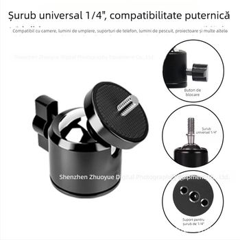 Cap balon metalic cu șurub de 1/4 — accesoriu universal pentru trepied, camere, lumini de umplere și echipamente