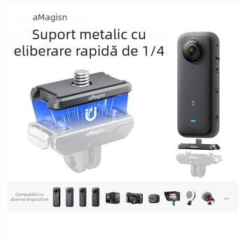 Capac superior metalic cu eliberare rapidă Amagisn Insta360 Hero12 1/4 – Accesoriu pentru cameră de acțiune