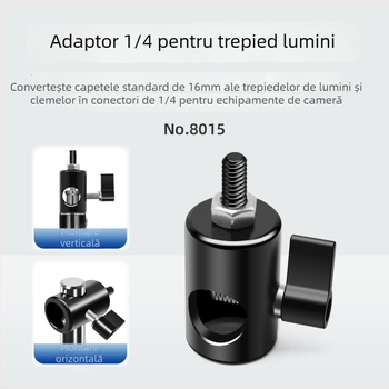 Adaptor din oțel inoxidabil, 1/4 inch pentru suport de iluminat, cap de trepied pentru studio, adaptor pentru cameră mirrorless, gaură Ø16 mm