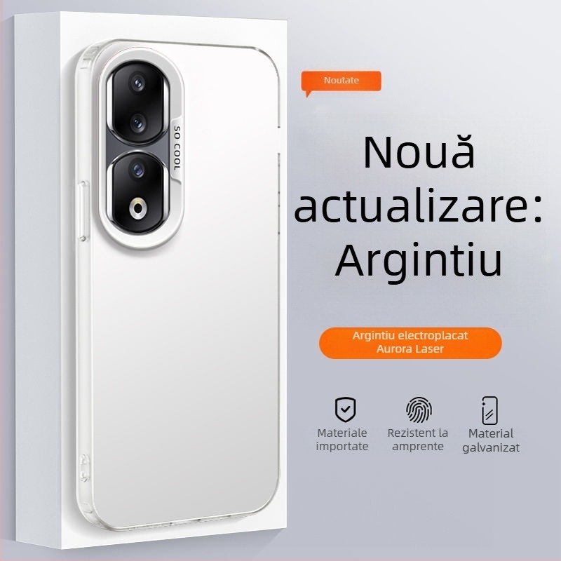 Husă pentru Honor 90 Pro REP-AN00, finisaj mat, carcasă rigidă anti-cădere, culoare argintiu îmbunătățită