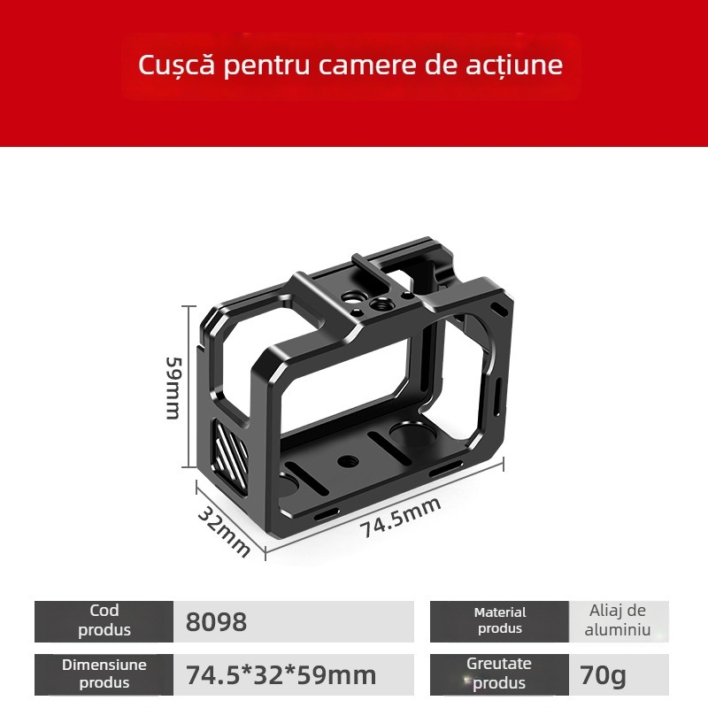Carcasă protectoare din aliaj de aluminiu pentru AKASO Brave8 cameră de acțiune