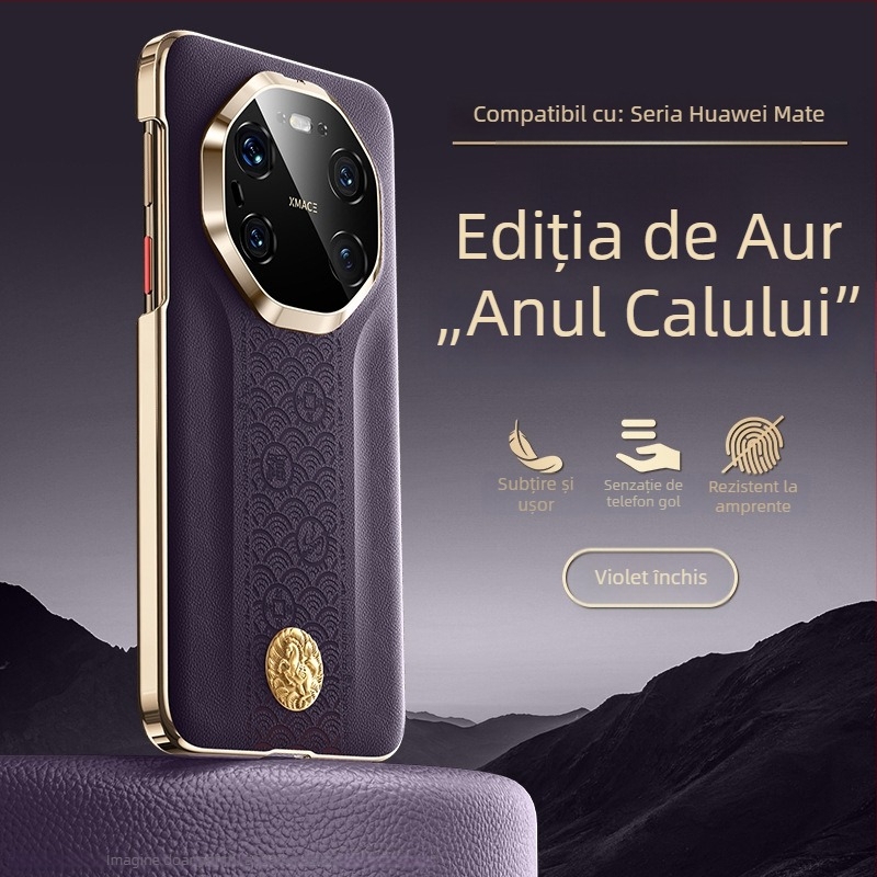 Carcasă din piele electroplacată pentru Huawei Mate80 Pro, Ediție Anul Nou, M70Rs, senzație premium, protecție anti-cădere 60