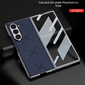 Carcasă de protecție pentru Samsung Galaxy Z Fold6 – piele sintetică electroplacată, stil minimalist, protecție antișoc și antiamprente