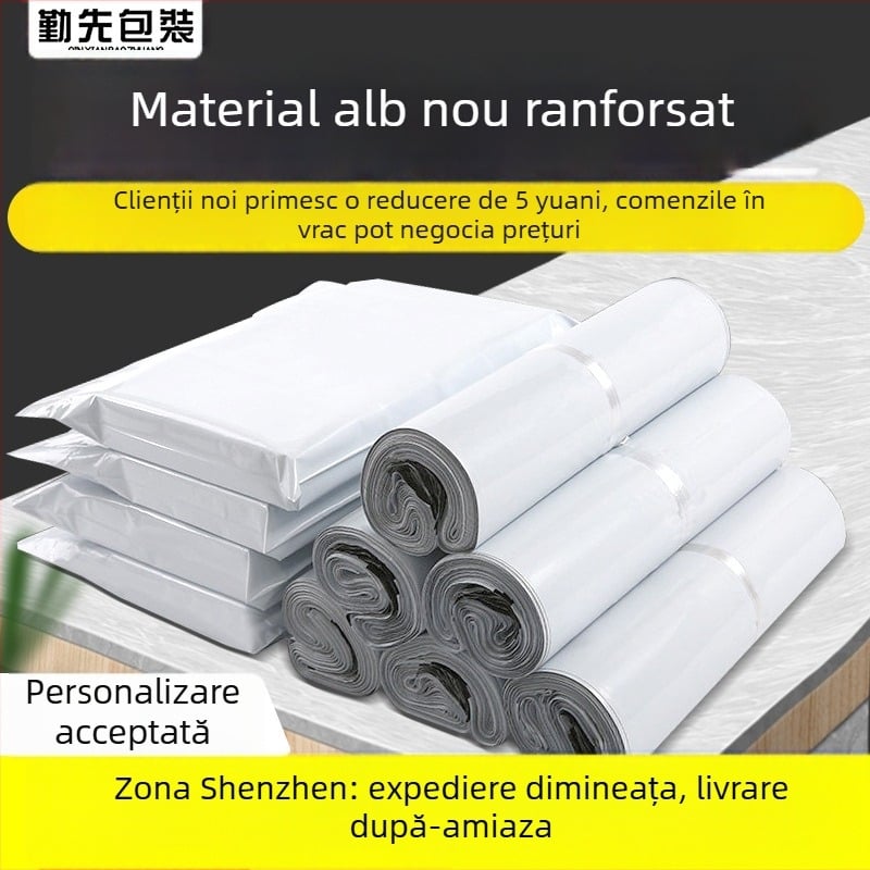 Pungi albe de expediere groase, rezistente la apă pentru haine, capacitate 5 kg, 100% material virgin