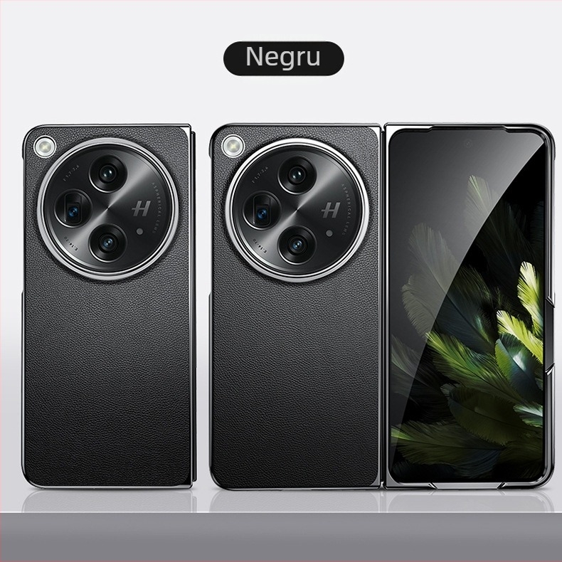 Carcasă OPPO Find N5/N3 cu ecran pliabil, piele sintetică lucioasă, finisaj electroplacat, protecție antișoc