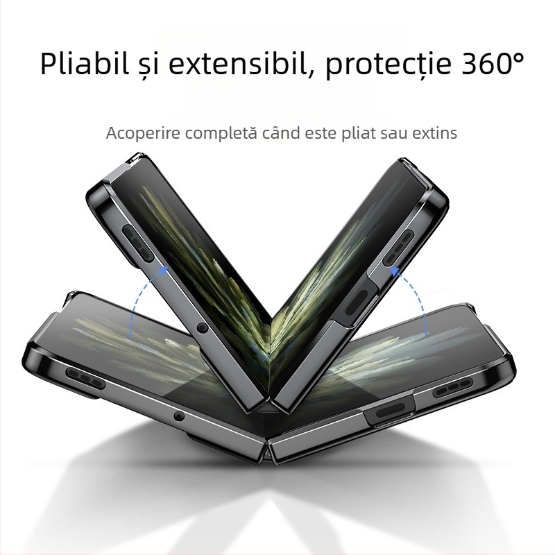 Carcasă OPPO Find N5/N3 cu ecran pliabil, piele sintetică lucioasă, finisaj electroplacat, protecție antișoc