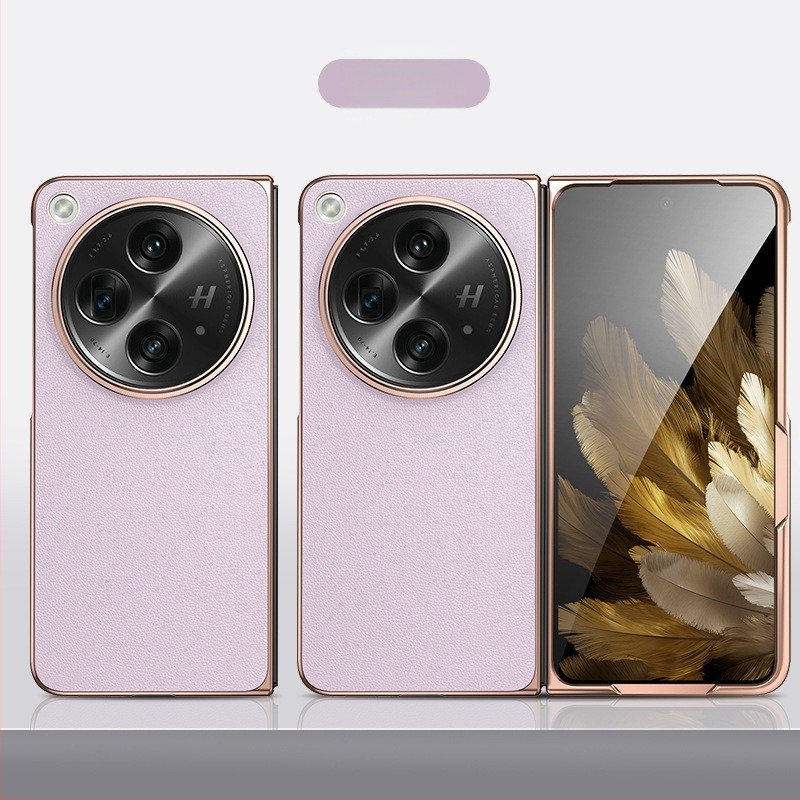 Carcasă OPPO Find N5/N3 cu ecran pliabil, piele sintetică lucioasă, finisaj electroplacat, protecție antișoc