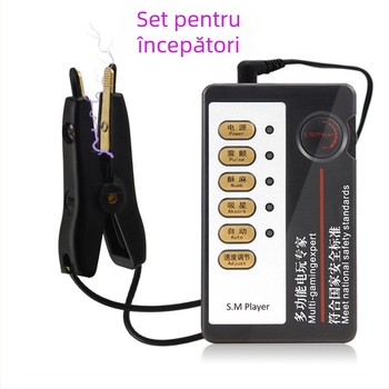 Set de jucării sexuale: cleme electrice pentru sâni, cleme vaginale, plasturi pentru mameloane, accesoriu de aspirație, dop anal și baston de masaj vaginal
