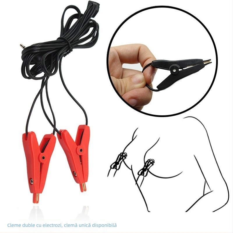 Set de jucării sexuale: cleme electrice pentru sâni, cleme vaginale, plasturi pentru mameloane, accesoriu de aspirație, dop anal și baston de masaj vaginal
