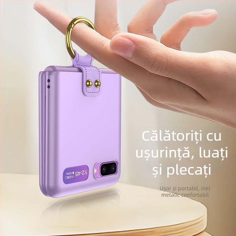 Husă GKK pentru Samsung Galaxy Z Flip cu inel, design pliabil, ultra-subțire, pentru modelele F7070 și F7000, material PC, protecție la căderi