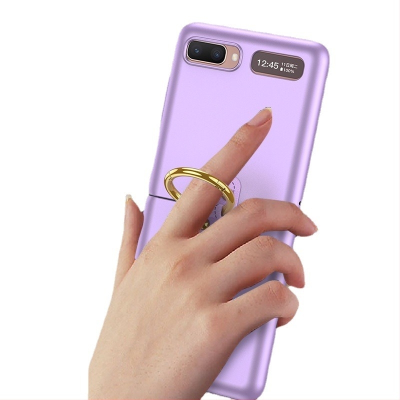 Husă GKK pentru Samsung Galaxy Z Flip cu inel, design pliabil, ultra-subțire, pentru modelele F7070 și F7000, material PC, protecție la căderi