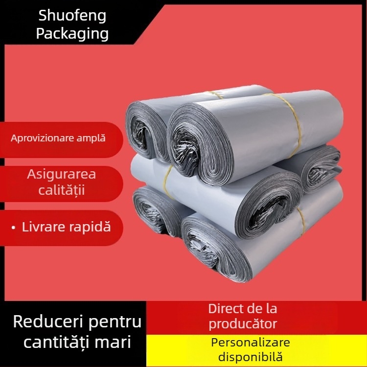 Pungi de expediție cu închidere automată, textură în relief, exterior alb, interior negru, ambalaje ușoare