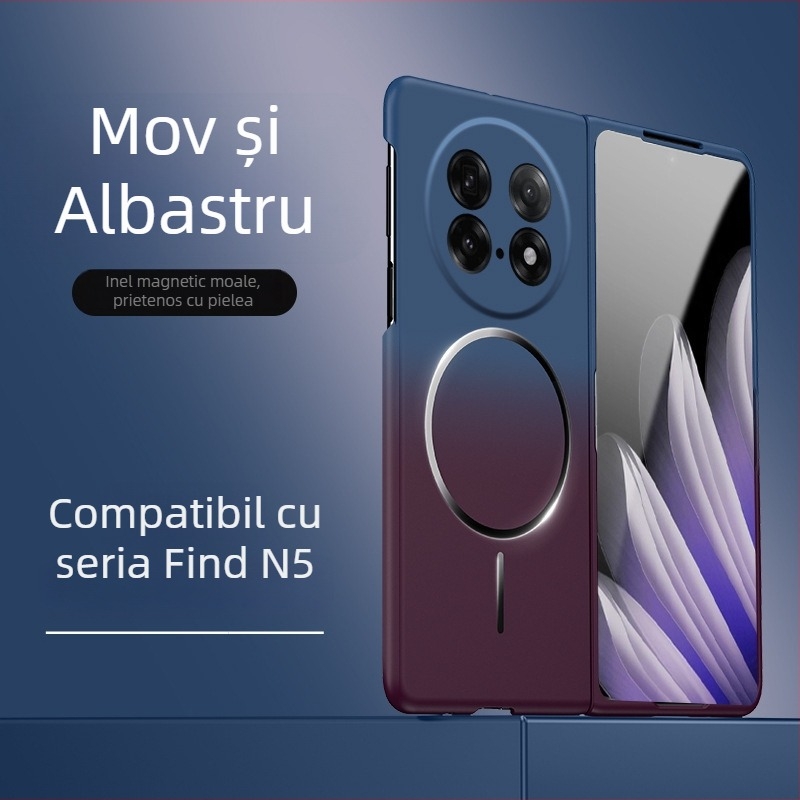 Husă Oppo Find N5 pentru ecran pliabil, culoare gradientă, inel magnetic subțire, PC mat, protecție anti-cădere