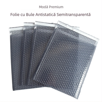 Pungă cu bule antistatice, transparentă, în stil coreean INs, argintiu-gri, cu folie de ecranare și burete pentru ambalarea electronicelor