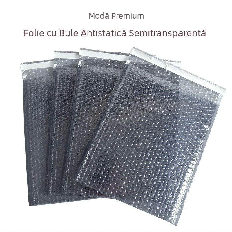 Pungă cu bule antistatice, transparentă, în stil coreean INs, argintiu-gri, cu folie de ecranare și burete pentru ambalarea electronicelor