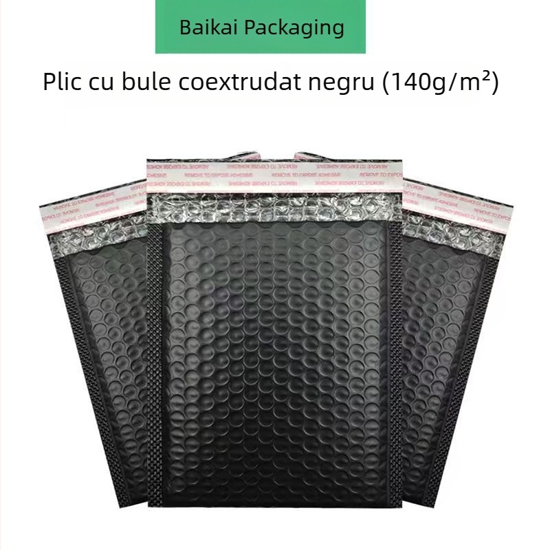 Plic cu bule din film co-extruat, negru, îngroșat, antișoc, autoadeziv, pentru haine, carduri și huse de telefon