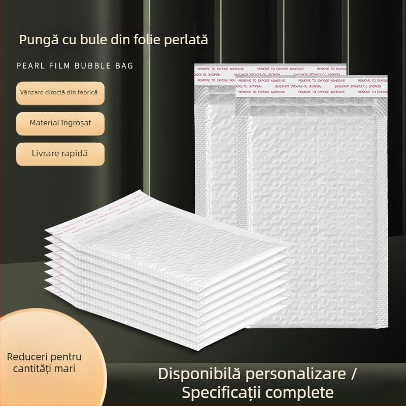 Plic balon alb cu spumă antișoc, ambalaj din plastic îngroșat pentru haine și accesorii, folie perlă cu bule