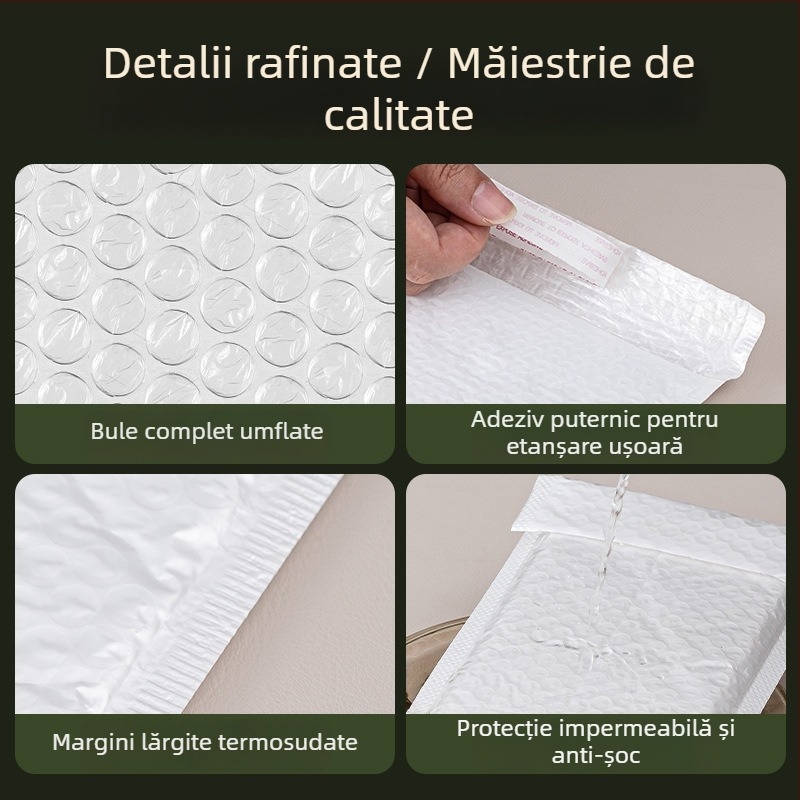 Plic balon alb cu spumă antișoc, ambalaj din plastic îngroșat pentru haine și accesorii, folie perlă cu bule