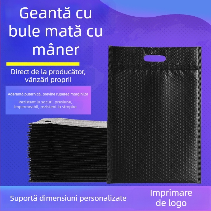 Plic cu bule negru mat pentru haine, impermeabil, din folie coextrudată dublă