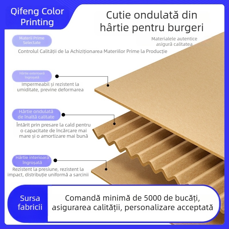 Set de cutii dreptunghiulare din carton ondulat pentru ambalare alimentară, cutie personalizată 250 gsm, cutie cadou