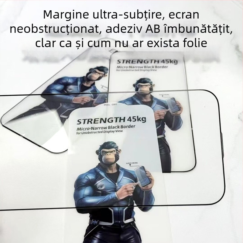 Gorilla protectie ecran din sticlă temperată Edge-to-Edge pentru iPhone 16/15 Pro, Anti-Peeping, Anti-Cadere