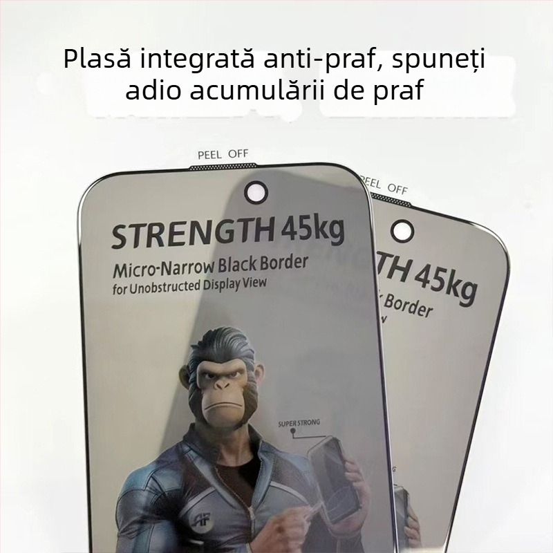Gorilla protectie ecran din sticlă temperată Edge-to-Edge pentru iPhone 16/15 Pro, Anti-Peeping, Anti-Cadere