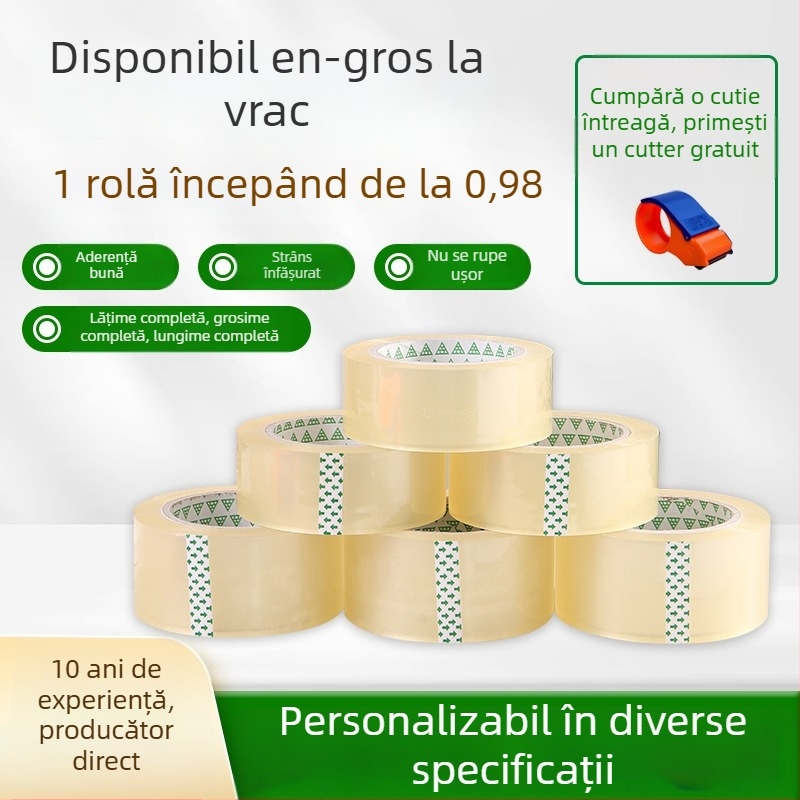 Bandă de ambalare transparentă, bandă de sigilare lată, cu aderență înaltă, ideală pentru sigilarea coletelor
