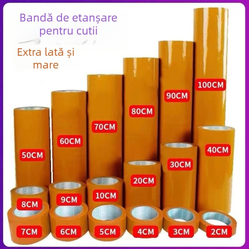 Bandă de ambalare bej opacă, lățime 10 cm, 100 m lungime, film BOPP, aderență puternică