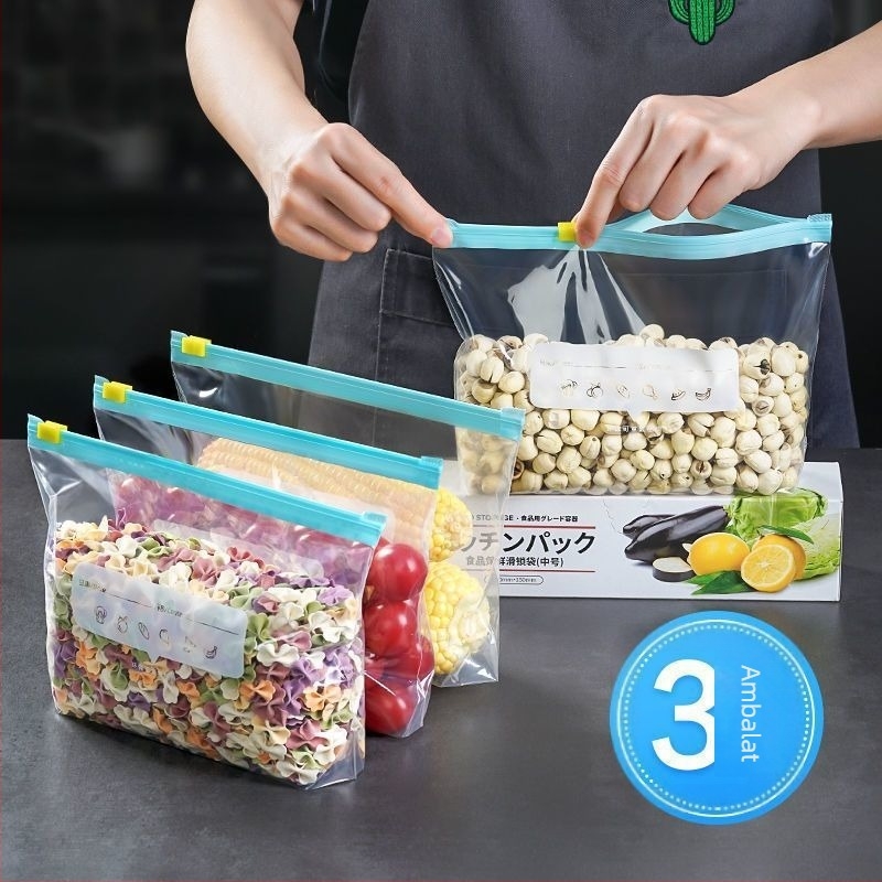 Sac de depozitare alimente cu închidere glisantă, potrivit frigiderului