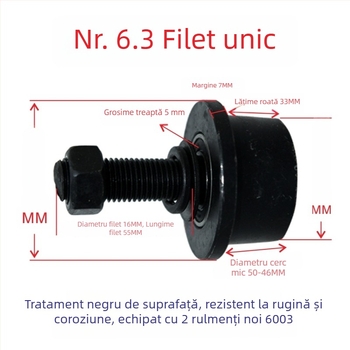 Roată de șină din oțel cu canelură conică, roată în formă de T din oțel pe o parte și roată ghid pentru lift de mărfuri