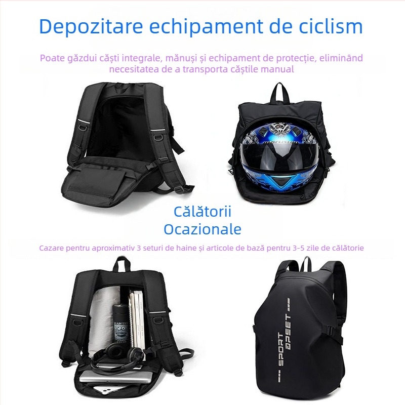 Geantă pentru Cască de Motocicletă, Rucsac Impermeabil de Călătorie pentru Motocicliști, Capacitate Mare