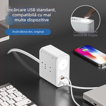 Priză inteligentă de birou, verticală, USB, multifuncțională, pentru casă și călătorii, cu cablu Type-C