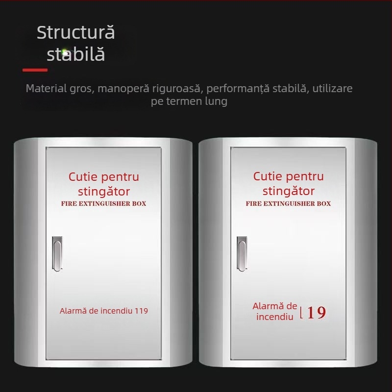 Cutie pentru stingător din oțel inoxidabil, cu formă arcuită și colțuri rotunjite, rezistentă la impact, oțel inoxidabil 304/201