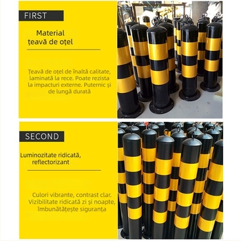 Coloane de avertizare și stâlpi de delimitare pentru trafic, țevi din oțel reflexive, fixate