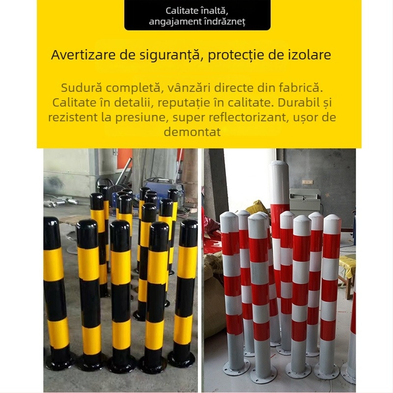 Coloane de avertizare și stâlpi de delimitare pentru trafic, țevi din oțel reflexive, fixate