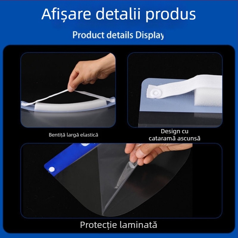 Vizieră de protecție transparentă pentru față, de unică folosință, antiaburire, pentru gătit și fum de ulei, praf și apă