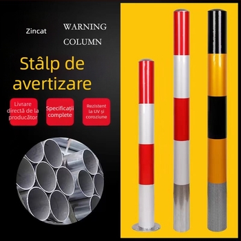 Bollard din țeavă de oțel galvanizat cu film reflectorizant, vizibilitate înaltă