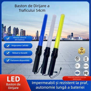 Baston de trafic LED cu flash, 54 cm, reîncărcabil, mâner pentru situații de urgență nocturne