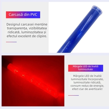 Baston de trafic LED cu flash, 54 cm, reîncărcabil, mâner pentru situații de urgență nocturne
