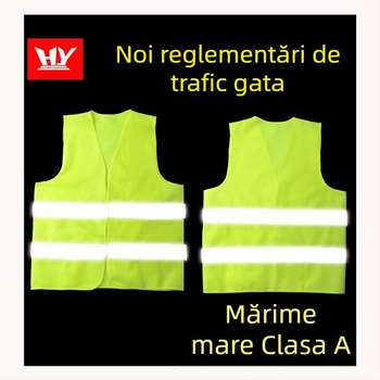 Vesta reflectorizantă pentru siguranța rutieră și muncitori de salubritate, vizibilitate nocturnă, palton reflectorizant de rezervă pentru inspecția vehiculului