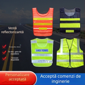 Veste de înaltă vizibilitate pentru construcții rutiere, îmbrăcăminte de protecție personalizată pentru șantier, veste reflectorizante fluorescente pentru salubritate