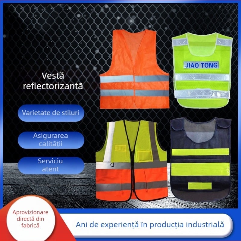 Veste de înaltă vizibilitate pentru construcții rutiere, îmbrăcăminte de protecție personalizată pentru șantier, veste reflectorizante fluorescente pentru salubritate