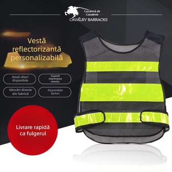 Vestă de siguranță reflexivă cu mai multe buzunare pentru ciclism și construcții, imprimabilă