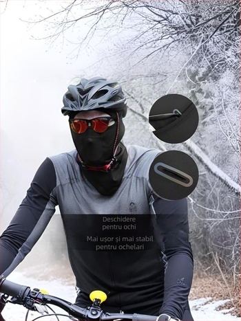 Cagulă de protecție facială pentru schi, căptușită cu fleece, caldă și respirabilă, rezistentă la vânt, unisex