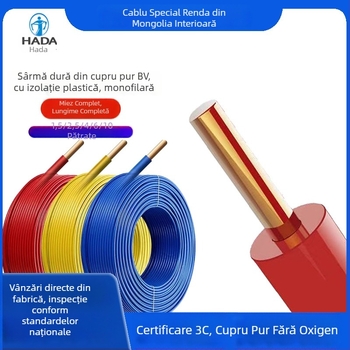Renda BV cablu din cupru pur, Standard Național, cablu rigid cu un singur miez, secțiuni 1,5/2,5/4/6 mm², rezistent la foc pentru decor interior